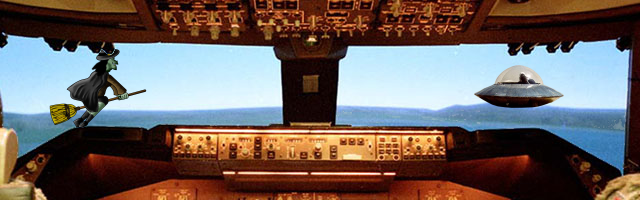 Blick aus einen Flugzeugcockpit